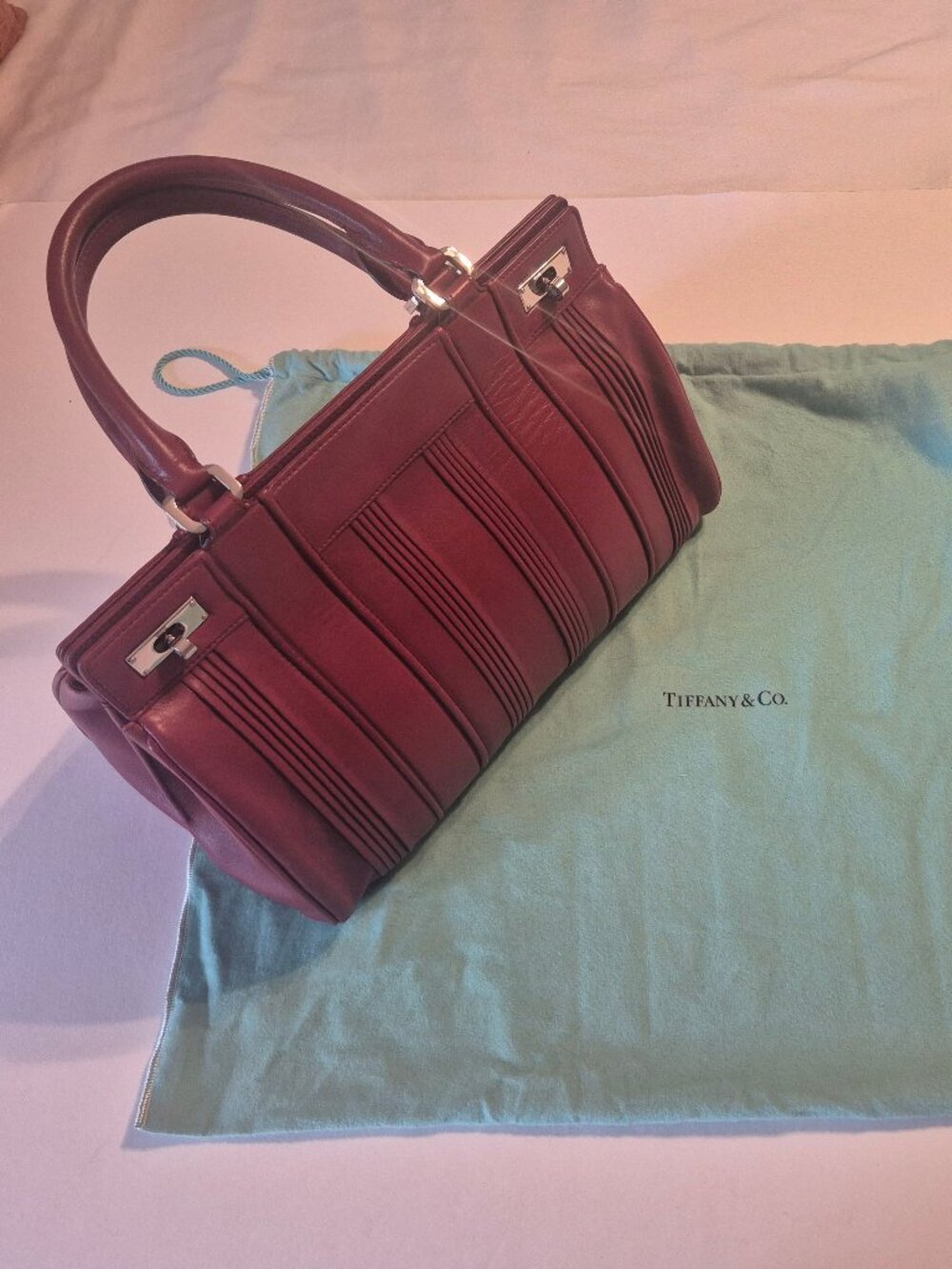 Tiffany & Co. Red pleated leather handbag Genevieve